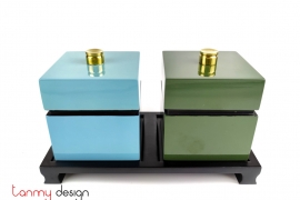 Set of 2 square green/blue boxes included with stand
